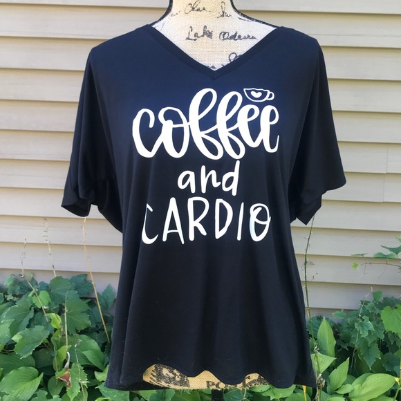 Coffee & Cardio Black Flowy Top - Picture 2 of 3